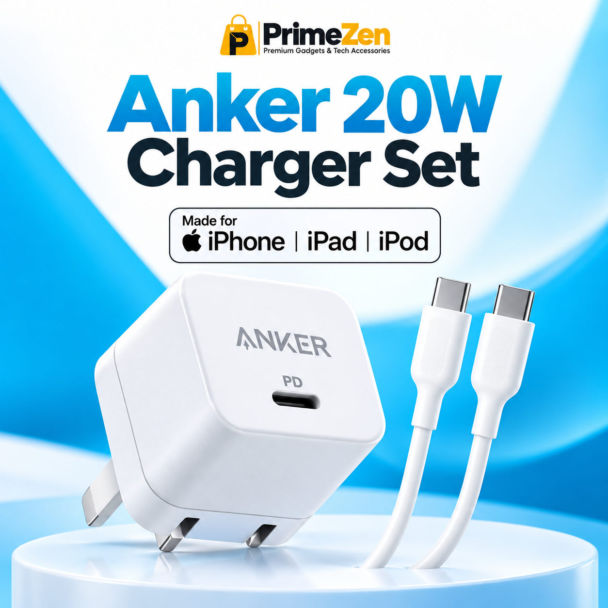 Anker 20W USB-C PD Charger Set with USB-C to Lightning Cable